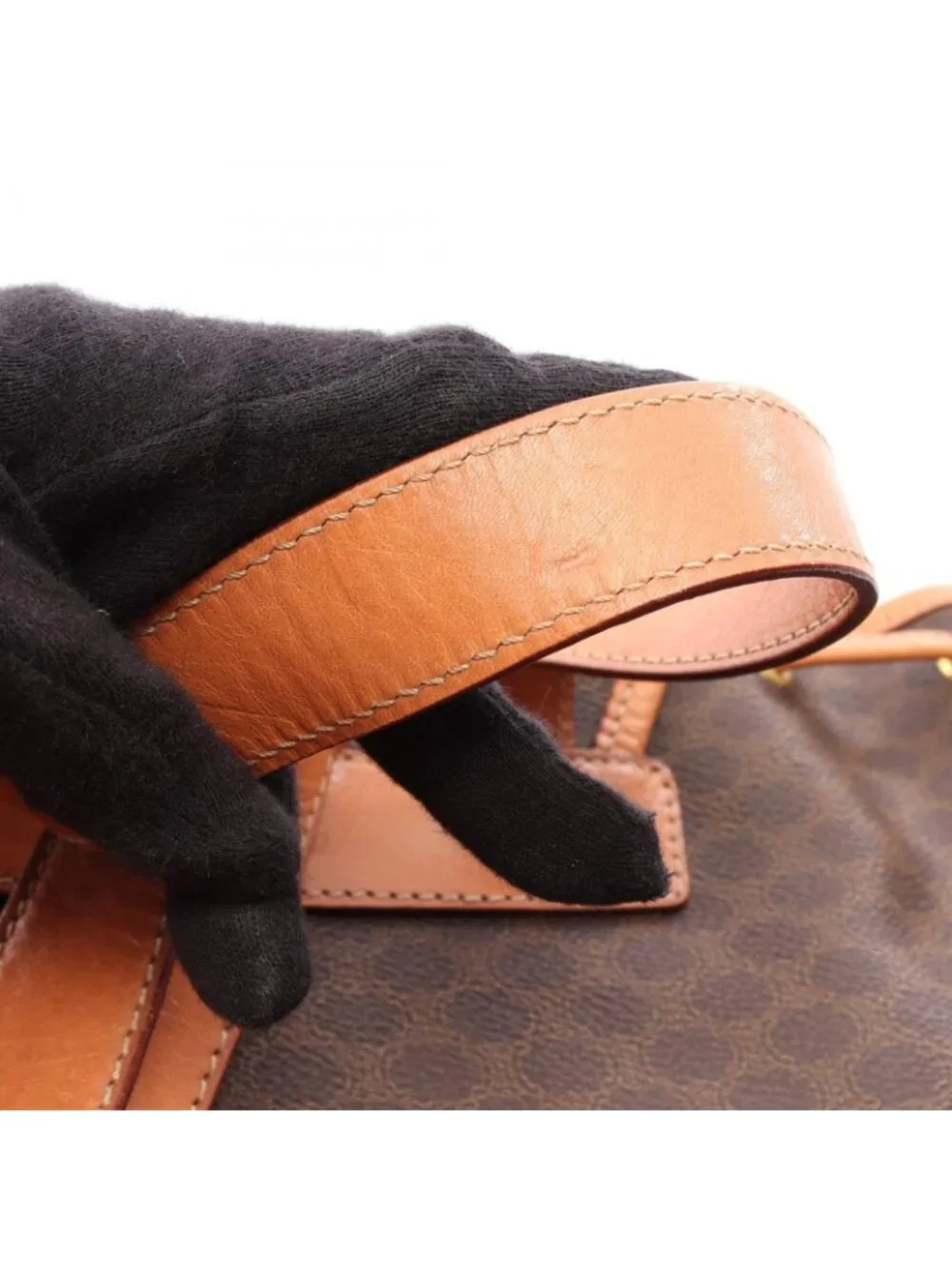 Celine Backpack Macadam Brown Dark Canvas Leather